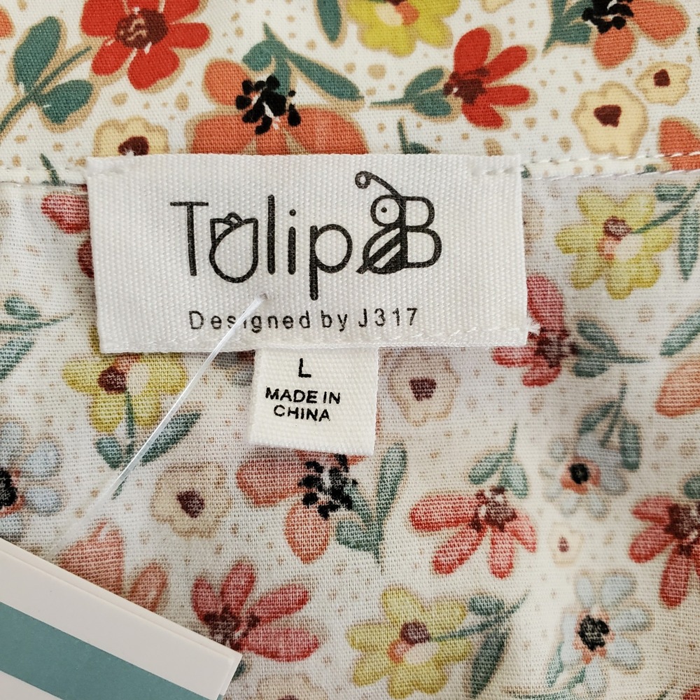 Tulip B Large Floral 100% Cotton Short Sleeve Button Front Tea Dress Pockets New - Picture 5 of 11